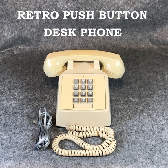 Retro Push Button Traditional Landline Desk Phone - Picture 1 of 8